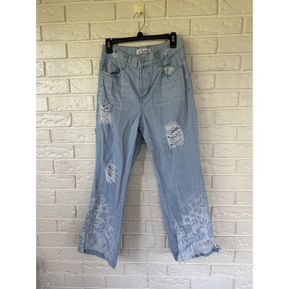 Ja Nabella Womens's Jeans Blue Size 12 Lightwashed Distress